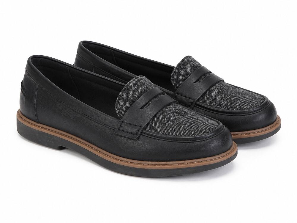 Clarks Collection Cushion Soft Black Leather Penny Loafers Women’s Size 8